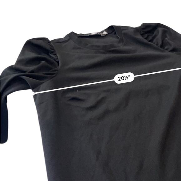 Asos Puff Sleeve Shift Dress Black Half Sleeves Round Neck Knee Length Size 14 - Picture 8 of 11